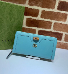 GUCCI-658634 구찌 스카이블루 다이애나 뱀부 장지갑