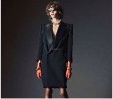 이브생로랑-YSL Satin-trimmed Grain De Poudre Wool Mini Dress Women