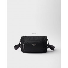 PARADA-프라다 2VH192_2DMG_F0002_V_OOO  블랙 미디엄 리나일론 사피아노 가죽 숄더 백