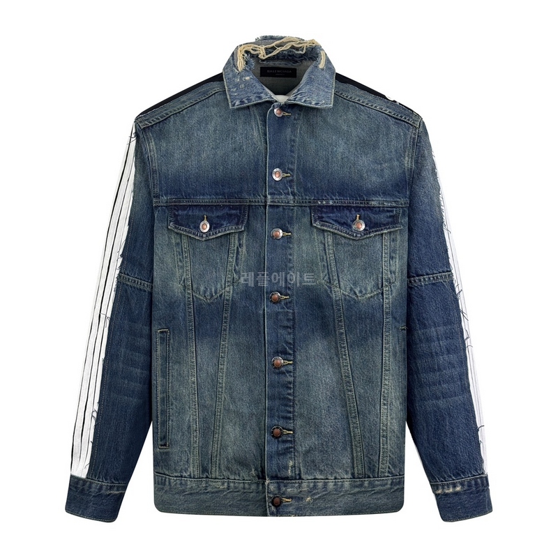 발렌시아가-BALENCIAGA 831688TSW714011 Men's Cut-up Tracksuit Jacket in Blue