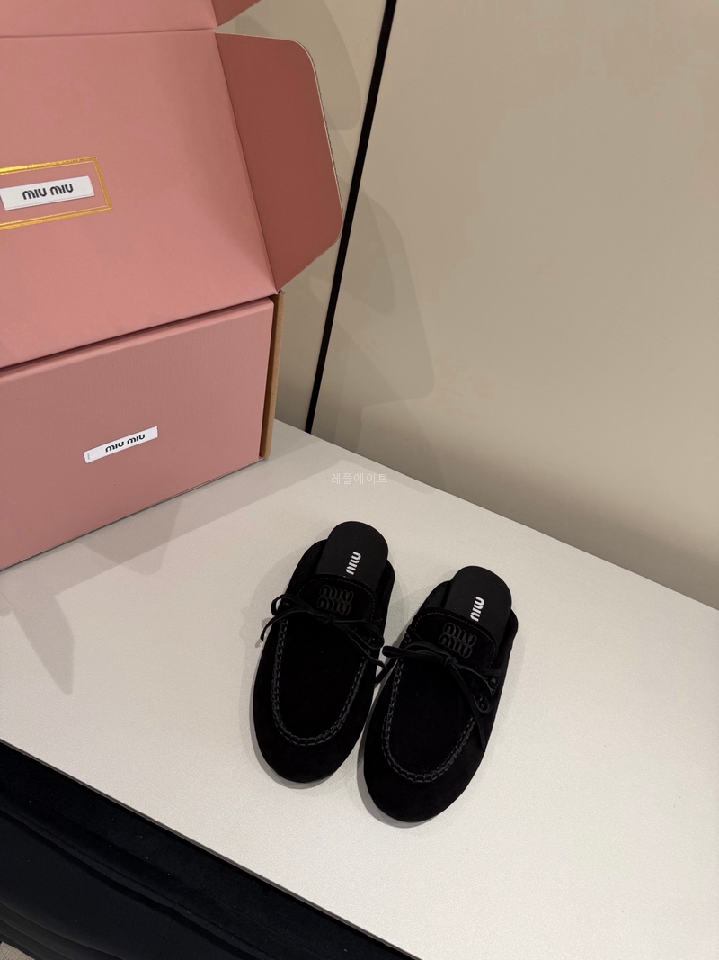 MIUMIU - 미우미우 5D577E_054_F0F24_F_005 Suede Deck mules