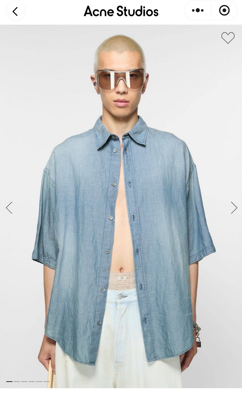아크네-ACNE FN-MN-SHIR000855 로고 스탬프 버튼업 셔츠