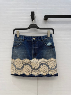 Dolce&Gabbana-F4C6NDG8OB4S9001 데님 레이스 스커트