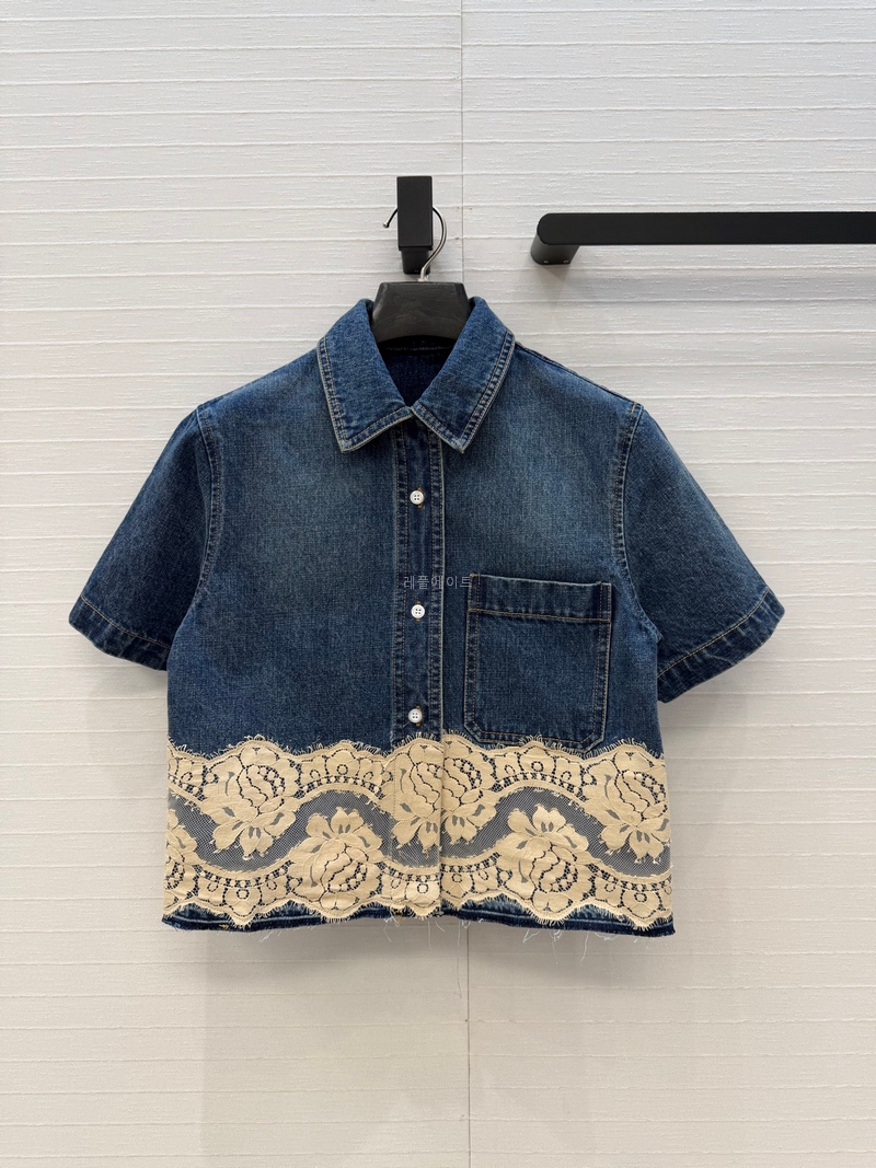 Dolce&Gabbana-F4C6NDG8O 데님 레이스 셔츠